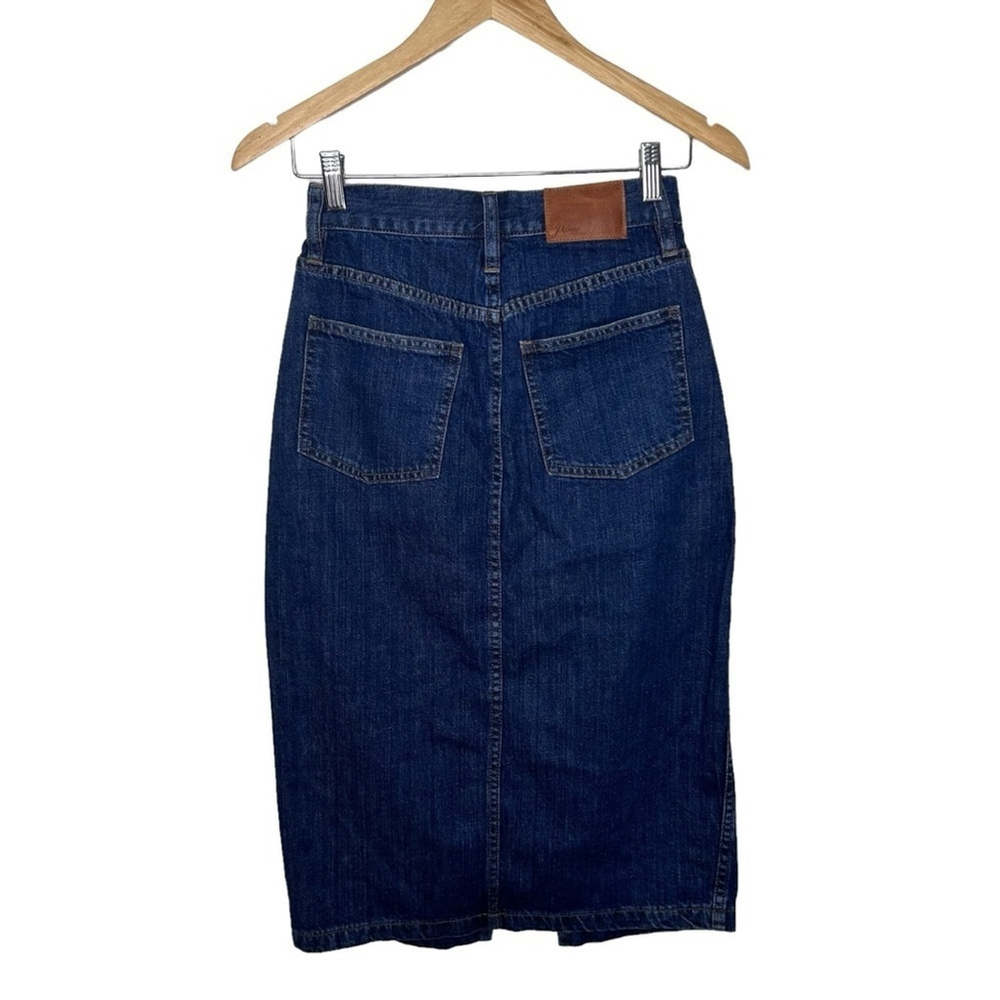 J.CREW Austin Wash Front Slit Denim Pencil Midi 100% Cotton Skirt Women’ Size 24 - Picture 7 of 12